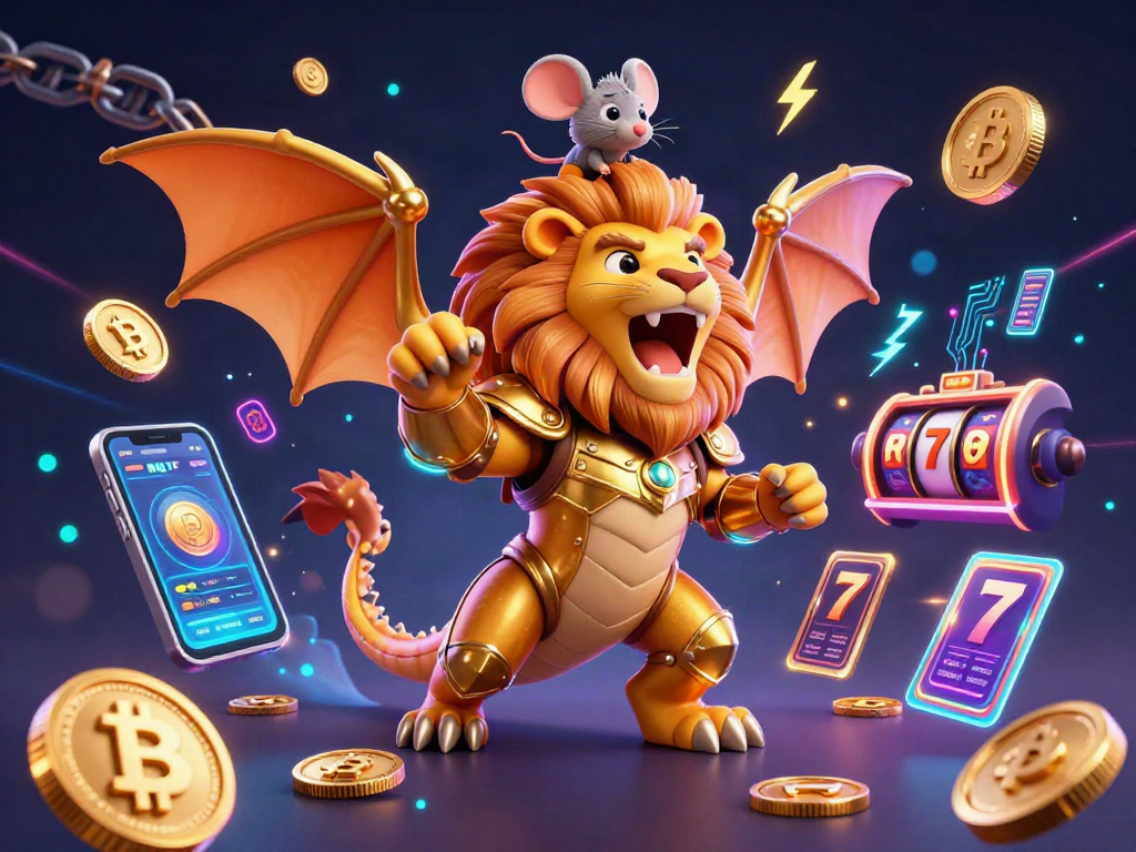 Engage with the thrilling world of nhà cái tặng tiền as a chimera creature triumphs above vibrant casino elements.