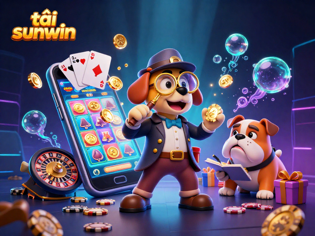 Play the exciting tải sunwin slots game with colorful graphics and prizes in this vibrant scene.