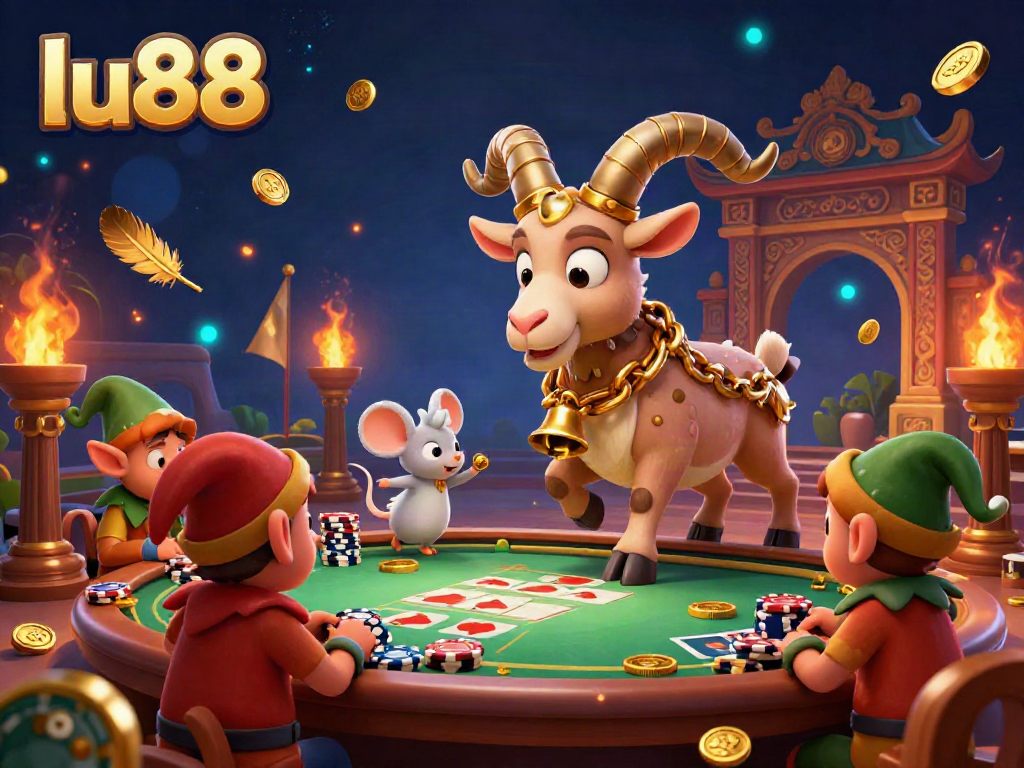 Experience thrilling gaming at LU88, where a Krampus goat manages a festive holiday-horror casino with playful characters.