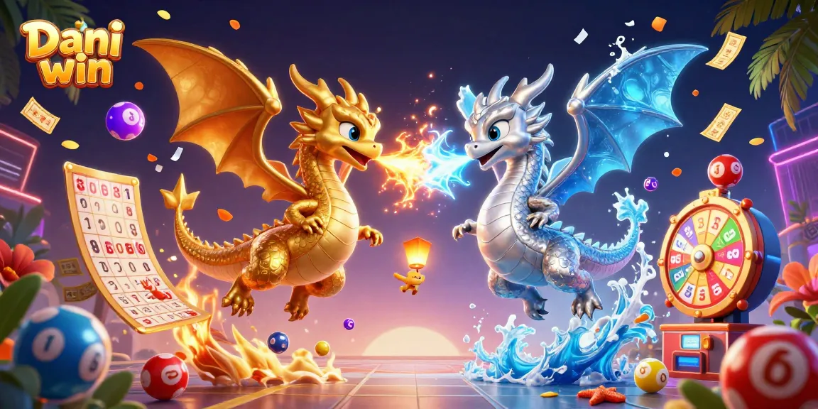 Dhani win gamers engage in a vibrant lottery scene, surrounded by colorful elements and exciting rewards.